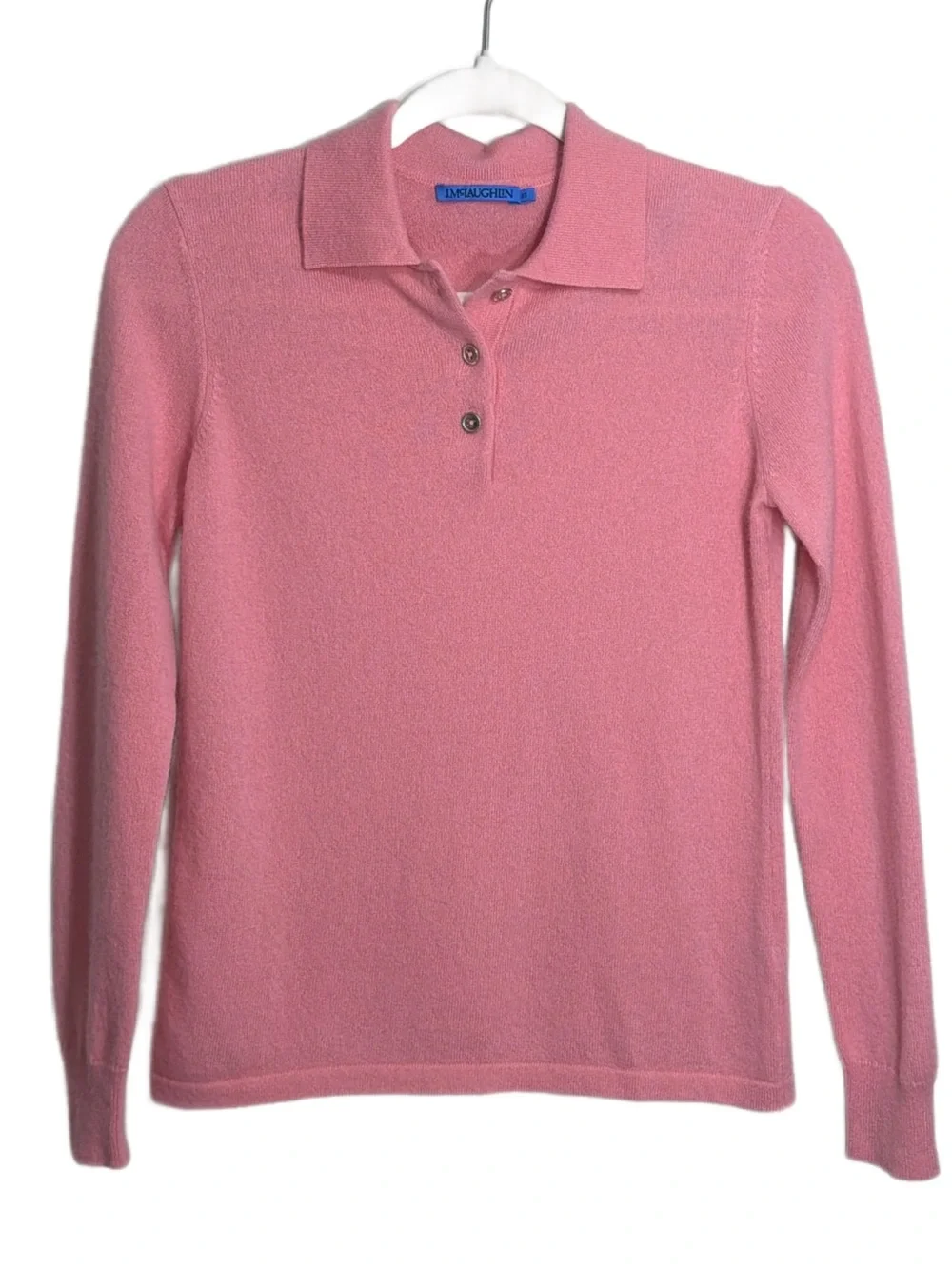J. McLaughlin Cashmere Polo Sweater in Candy Pink